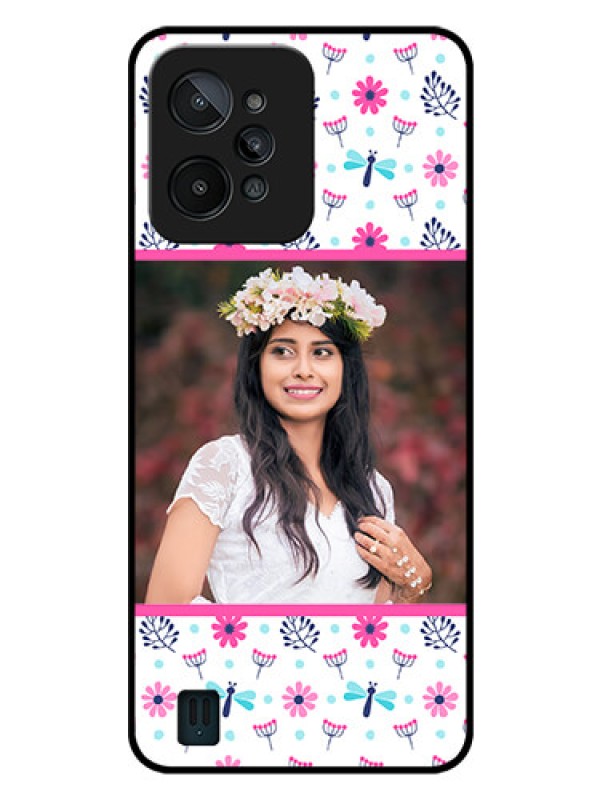 Custom Realme C31 Photo Printing on Glass Case - Colorful Flower Design