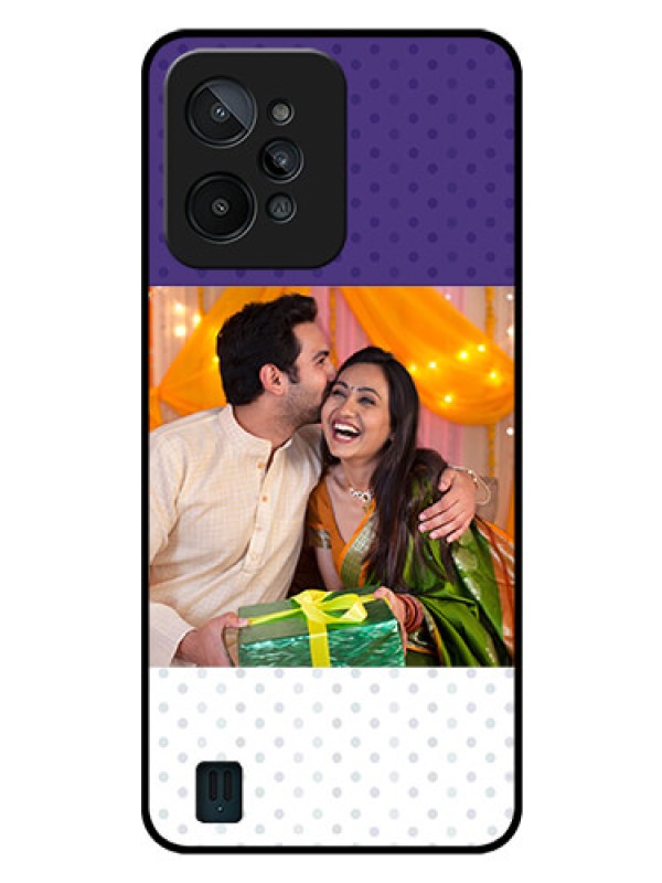 Custom Realme C31 Personalized Glass Phone Case - Violet Pattern Design