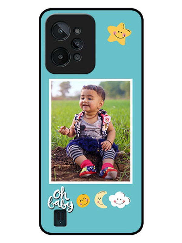 Custom Realme C31 Personalized Glass Phone Case - Smiley Kids Stars Design