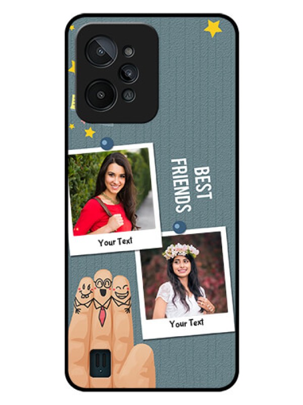 Custom Realme C31 Personalized Glass Phone Case - Sticky Frames and Friendship Design