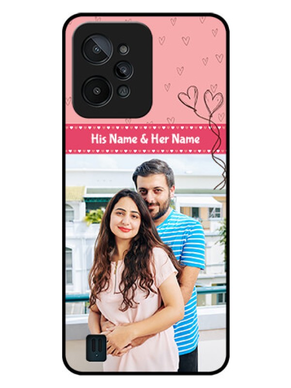 Custom Realme C31 Personalized Glass Phone Case - Love Design Peach Color