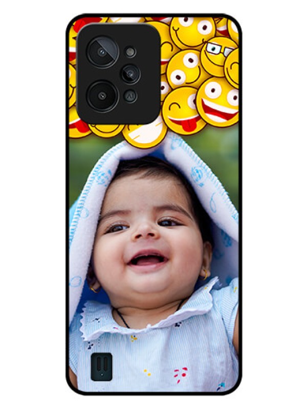 Custom Realme C31 Custom Glass Mobile Case - with Smiley Emoji Design