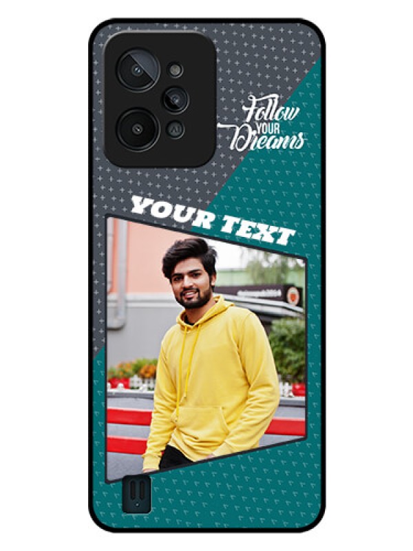 Custom Realme C31 Personalized Glass Phone Case - Background Pattern Design with Quote
