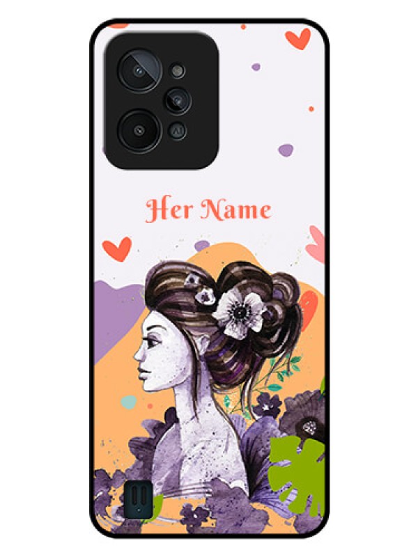 Custom Realme C31 Personalized Glass Phone Case - Woman And Nature Design