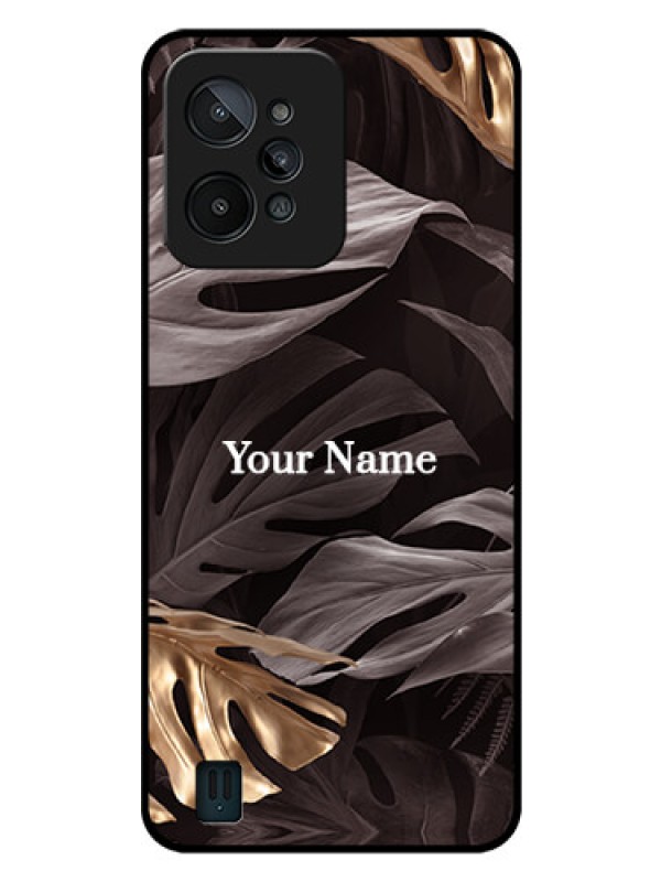 Custom Realme C31 Personalised Glass Phone Case - Wild Leaves digital paint Design