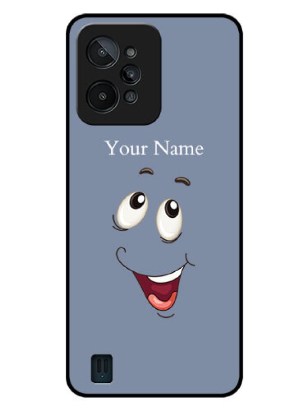 Custom Realme C31 Photo Printing on Glass Case - Laughing Cartoon Face Design