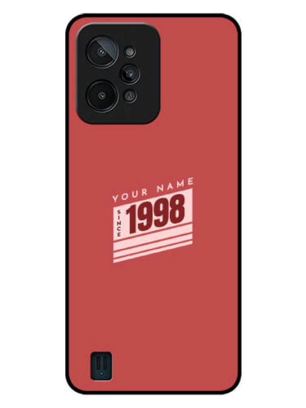 Custom Realme C31 Custom Glass Phone Case - Red custom year of birth Design