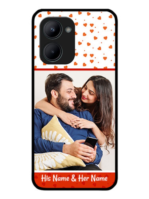 Custom Realme C33 2023 Custom Glass Phone Case - Orange Love Symbol Design