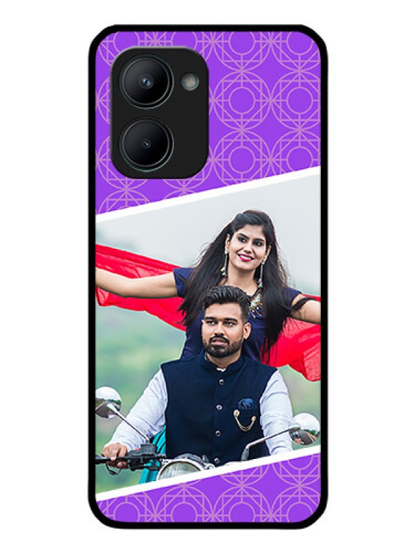 Custom Realme C33 2023 Custom Glass Phone Case - Violet Pattern Design