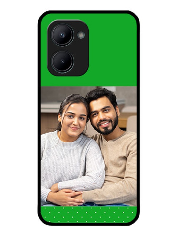 Custom Realme C33 2023 Personalized Glass Phone Case - Green Pattern Design