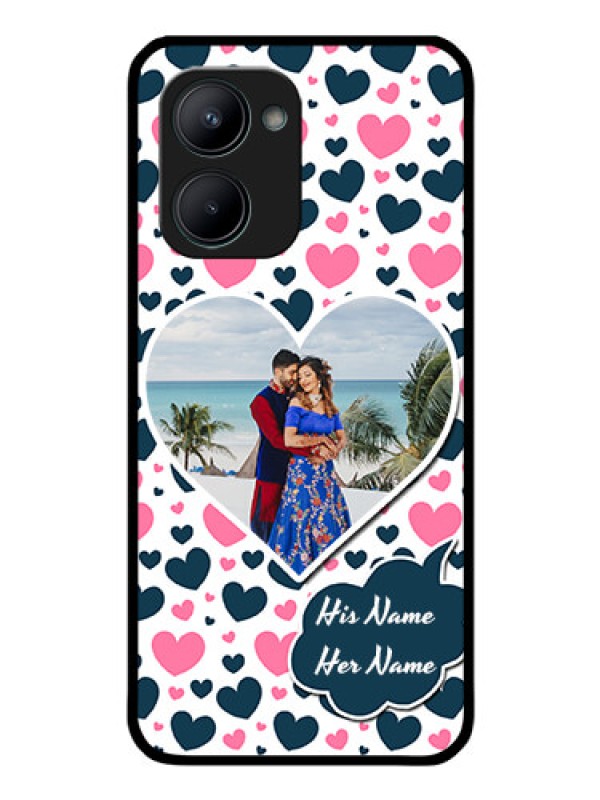 Custom Realme C33 2023 Custom Glass Phone Case - Pink & Blue Heart Design