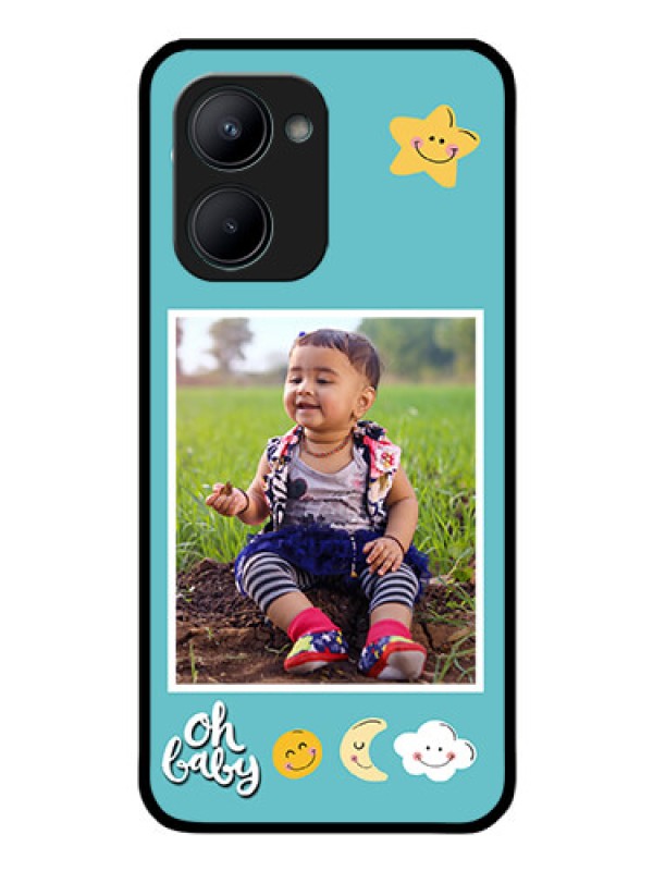 Custom Realme C33 2023 Personalized Glass Phone Case - Smiley Kids Stars Design