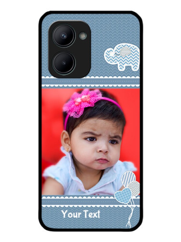Custom Realme C33 2023 Photo Printing on Glass Case - with Kids Pattern Design