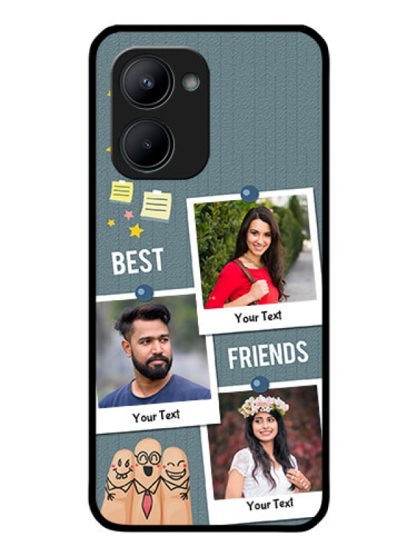 Custom Realme C33 2023 Personalized Glass Phone Case - Sticky Frames and Friendship Design