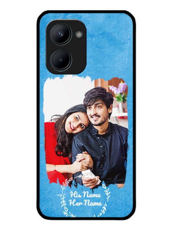 Custom Realme C33 2023 Custom Glass Phone Case - Blue Color Vintage Design