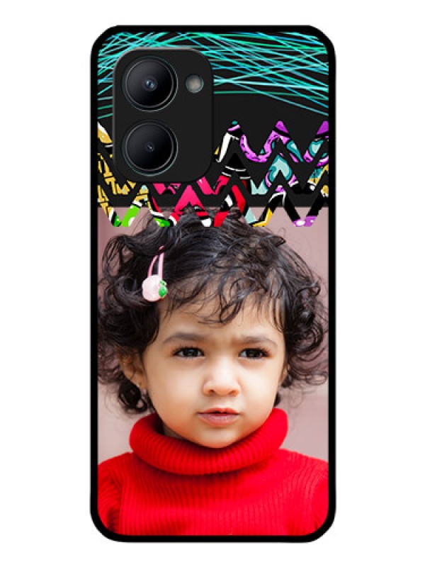 Custom Realme C33 2023 Personalized Glass Phone Case - Neon Abstract Design