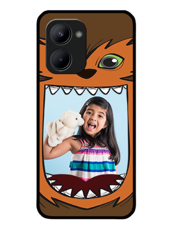Custom Realme C33 2023 Photo Printing on Glass Case - Owl Monster Back Case Design