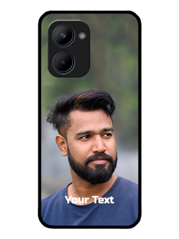 Custom Realme C33 2023 Glass Mobile Cover: Photo with Text