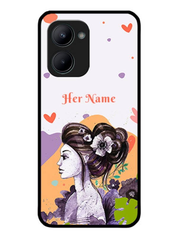 Custom Realme C33 2023 Personalized Glass Phone Case - Woman And Nature Design
