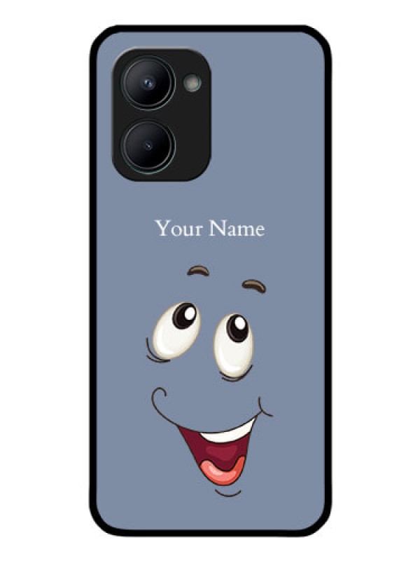 Custom Realme C33 2023 Photo Printing on Glass Case - Laughing Cartoon Face Design