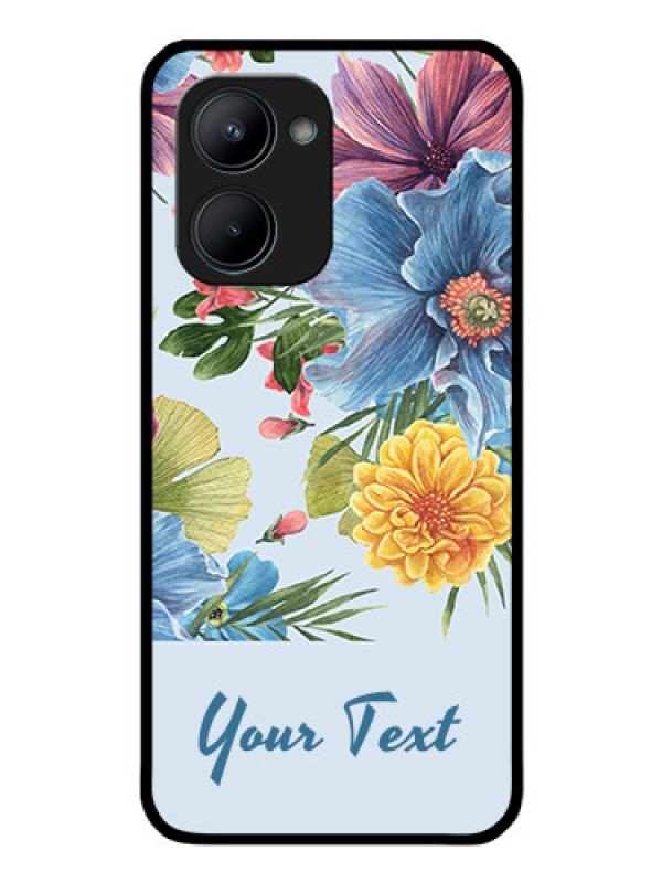 Custom Realme C33 2023 Custom Glass Mobile Case - Stunning Watercolored Flowers Painting Design