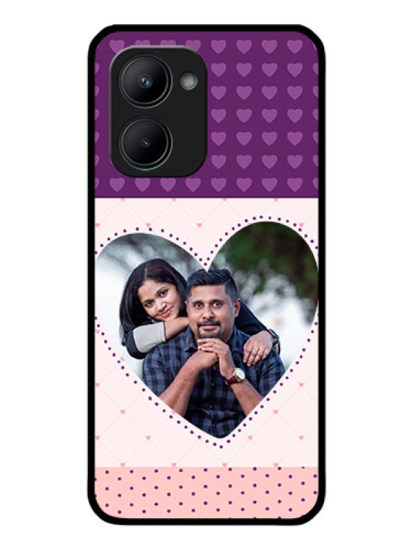 Custom Realme C33 Custom Glass Phone Case - Violet Love Dots Design