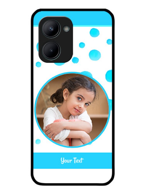 Custom Realme C33 Photo Printing on Glass Case - Blue Bubbles Pattern Design