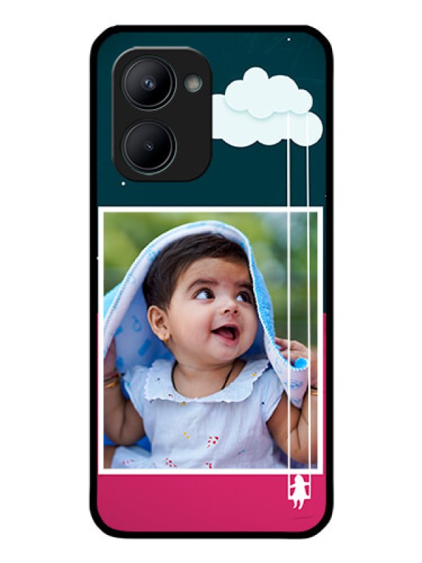 Custom Realme C33 Custom Glass Phone Case - Cute Girl with Cloud Design