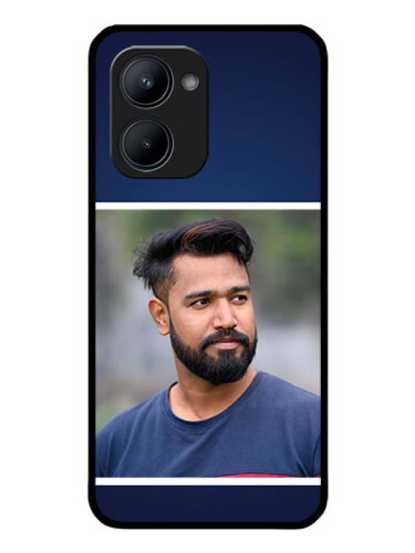 Custom Realme C33 Personalized Glass Phone Case - Simple Royal Blue Design