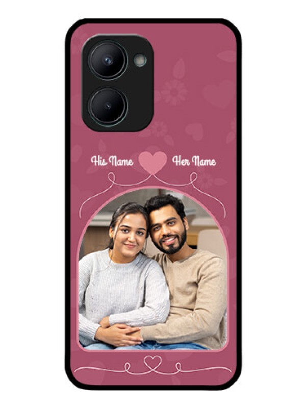 Custom Realme C33 Photo Printing on Glass Case - Love Floral Design