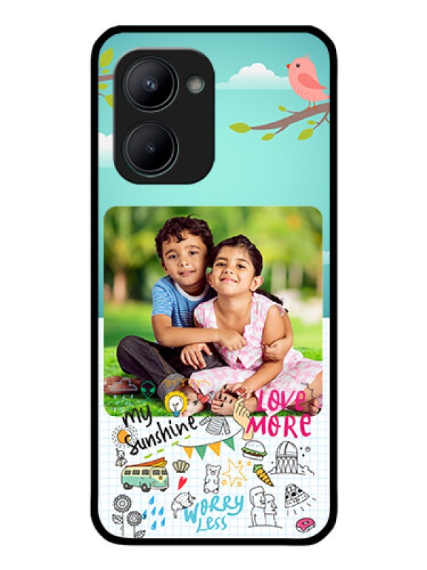 Custom Realme C33 Photo Printing on Glass Case - Doodle love Design