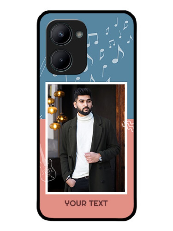 Custom Realme C33 Photo Printing on Glass Case - with Color Musical Note Design