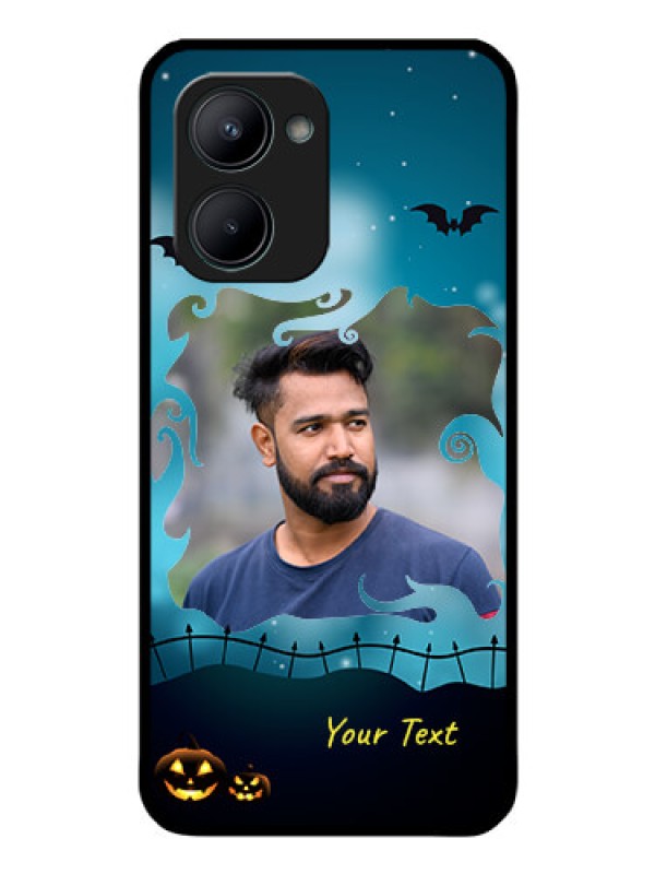 Custom Realme C33 Custom Glass Phone Case - Halloween frame design