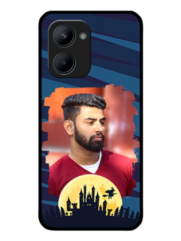 Custom Realme C33 Photo Printing on Glass Case - Halloween Witch Design
