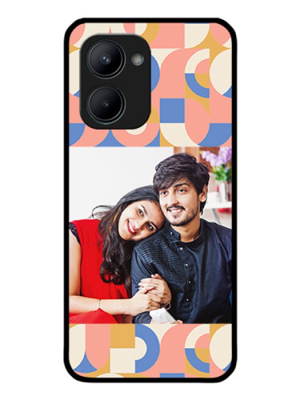 Custom Realme C33 Photo Printing on Glass Case - Semi-circle Maze Pattern Design