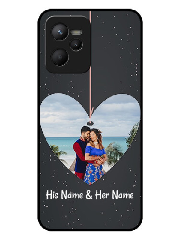 Custom Realme C35 Custom Glass Phone Case - Hanging Heart Design