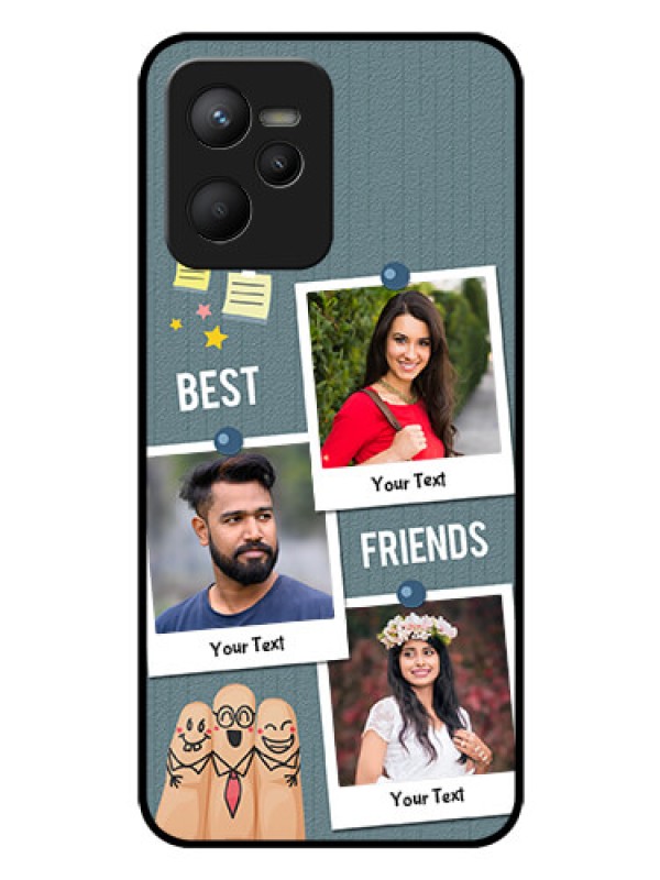 Custom Realme C35 Personalized Glass Phone Case - Sticky Frames and Friendship Design