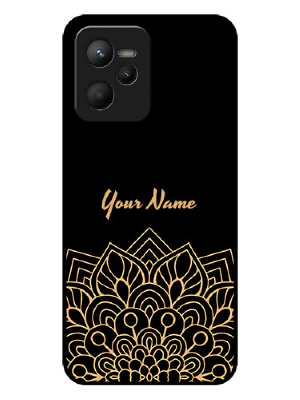 Custom Realme C35 Custom Glass Phone Case - Golden mandala Design