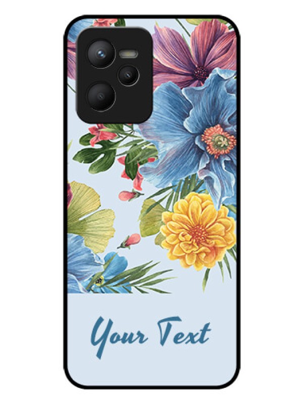 Custom Realme C35 Custom Glass Mobile Case - Stunning Watercolored Flowers Painting Design