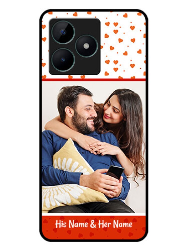 Custom Realme C51 Custom Glass Phone Case - Orange Love Symbol Design