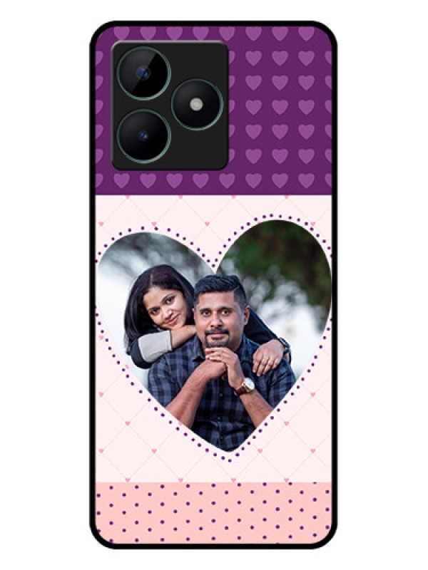 Custom Realme C51 Custom Glass Phone Case - Violet Love Dots Design