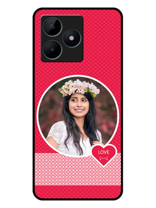 Custom Realme C51 Personalised Glass Phone Case - Pink Pattern Design