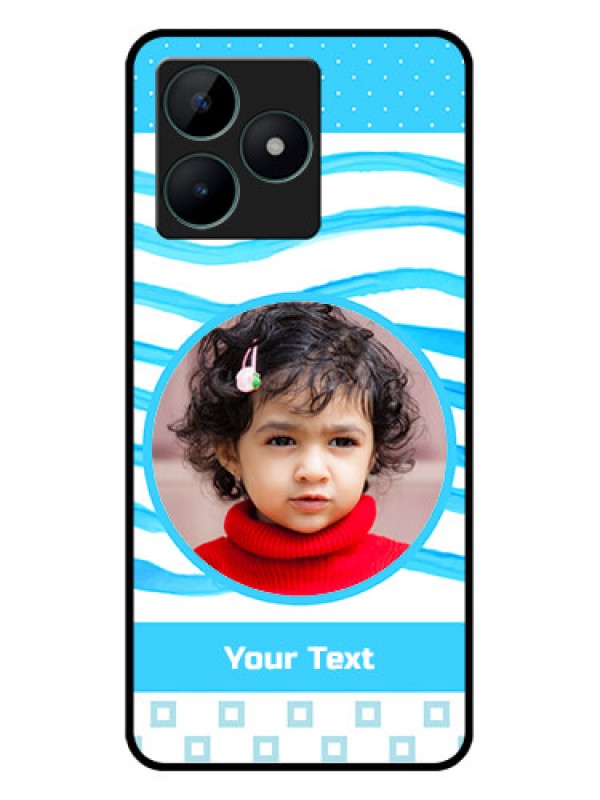 Custom Realme C51 Custom Glass Phone Case - Simple Blue Case Design