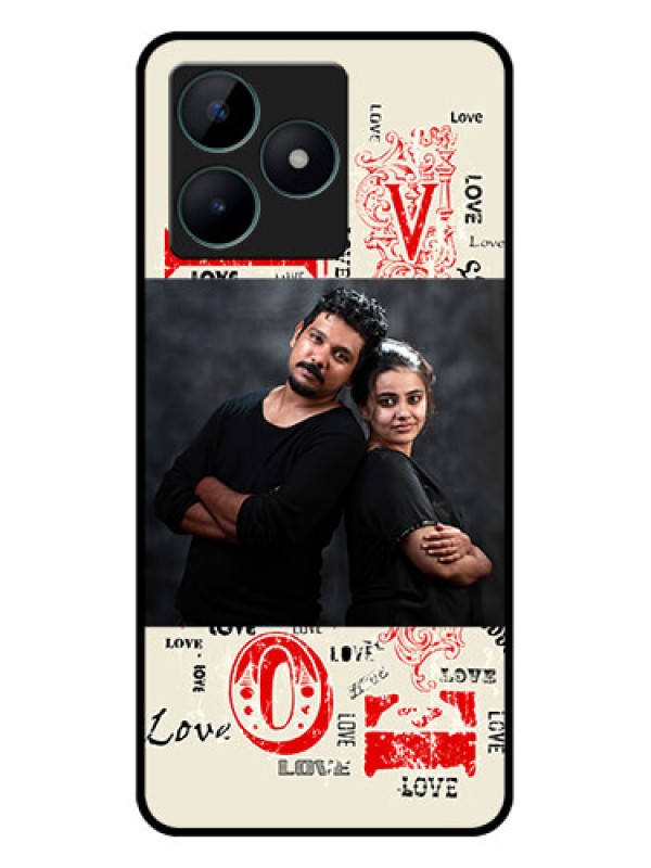 Custom Realme C51 Photo Printing on Glass Case - Trendy Love Design Case