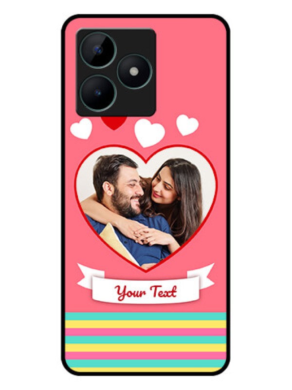 Custom Realme C51 Photo Printing on Glass Case - Love Doodle Design