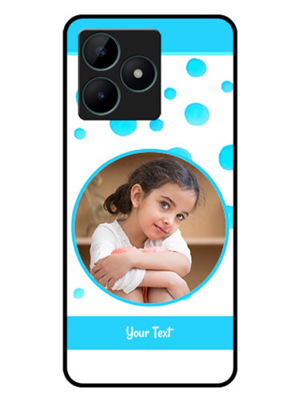 Custom Realme C51 Photo Printing on Glass Case - Blue Bubbles Pattern Design