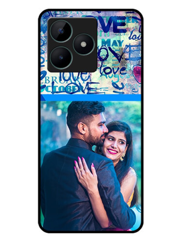 Custom Realme C51 Custom Glass Mobile Case - Colorful Love Design