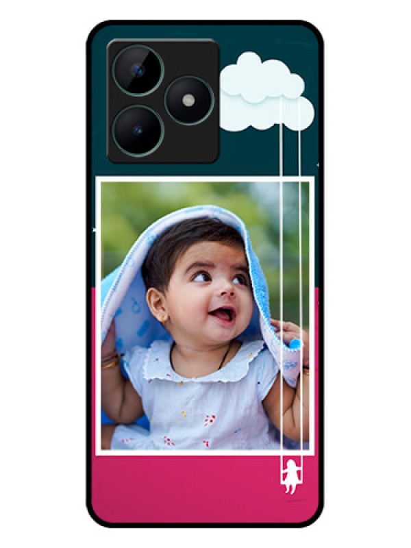 Custom Realme C51 Custom Glass Phone Case - Cute Girl with Cloud Design