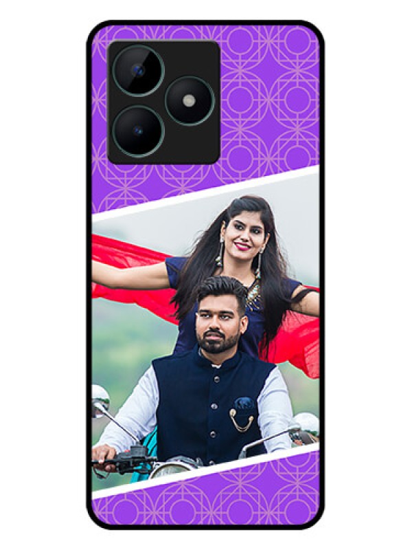 Custom Realme C51 Custom Glass Phone Case - Violet Pattern Design