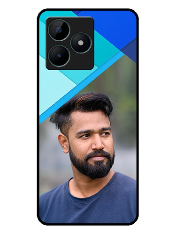 Custom Realme C51 Custom Glass Phone Case - Blue Pattern Design